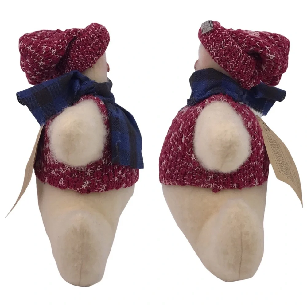 Vintage Handmade Let It Snow Plush Snowman Sweater Muffler Stuffed Animal Decor
